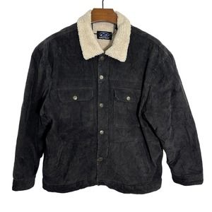 PROTEST Vintage Black Corduroy‎ Sherpa Jacket Skate Rave Grunge XL